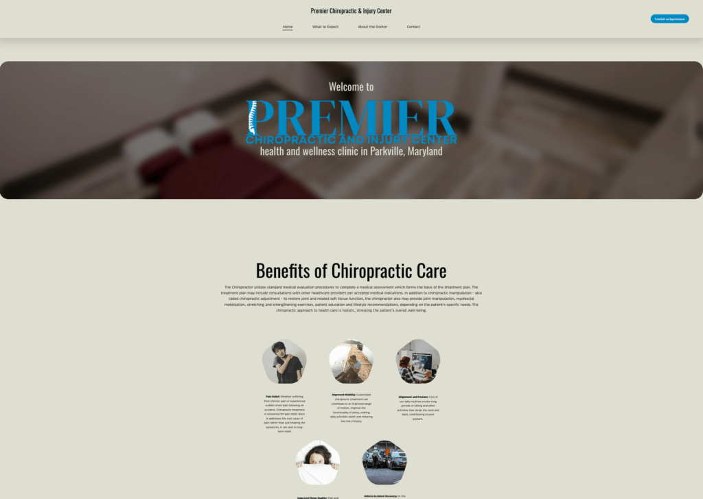 Premier Chiropractic and Injury Center Website Sample