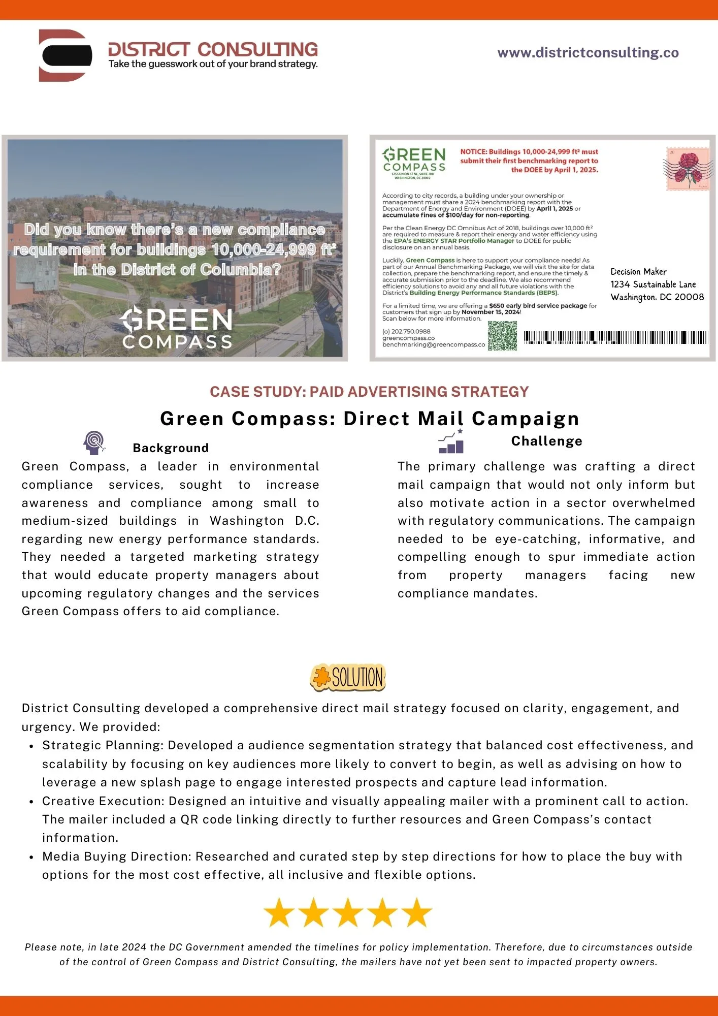 Marketing & Branding Case Studies | District Consulting 5 Marketing & Branding Case Studies | District Consulting Green Compass direct mail campaign case study graphic
