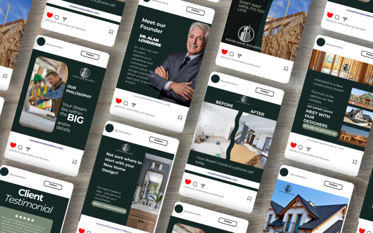 Social Media Content Creation Services 6 Social Media Content Creation Services Layout of Rouse Home Builders' social media content created by District Consulting